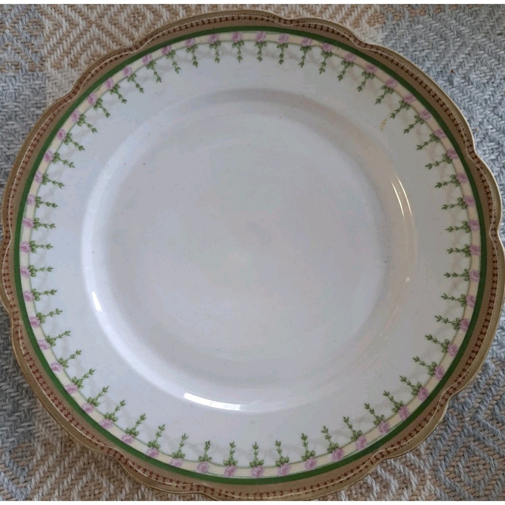 Antique M Z Austria Hand Painted Matte Gold Gilded Dessert Plate 6"‎